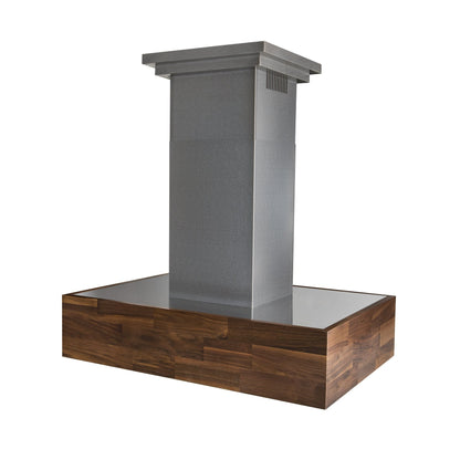 ZLINE Designer Series Wooden Island Mount Range Hood - Butcher Block with Remote Blower
