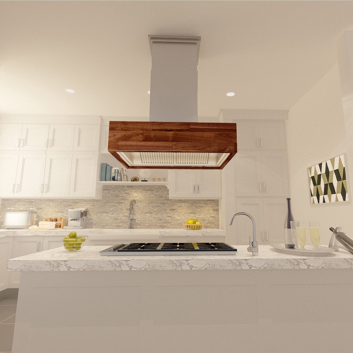 ZLINE Designer Series Wooden Island Mount Range Hood - Butcher Block with Remote Blower