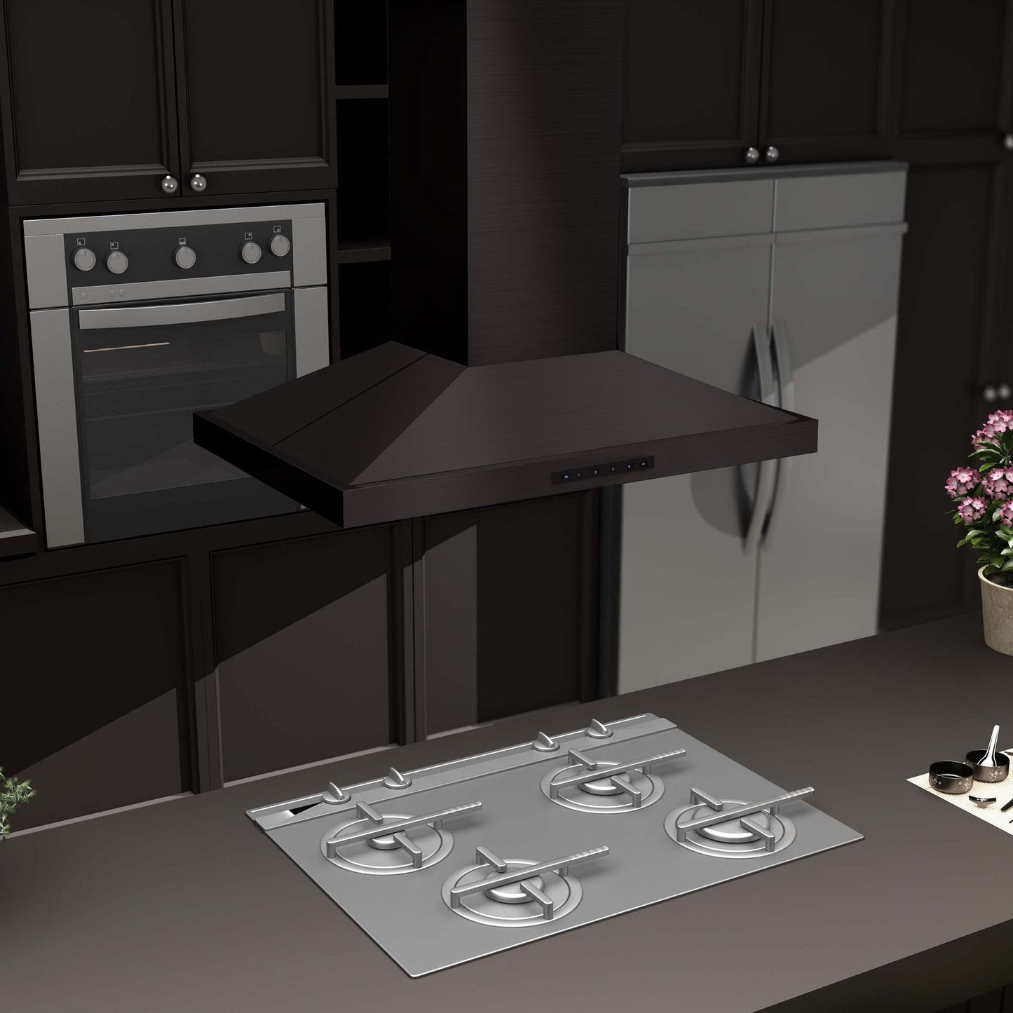 ZLINE Convertible Vent Island Mount Range Hood - Black Stainless Steel