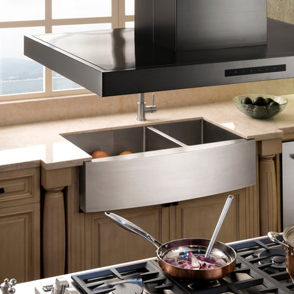 ZLINE Convertible Island Mount Range Hood - Black Stainless Steel