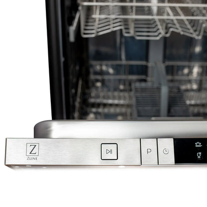 ZLINE 24" Compact Top Control Dishwasher - Matte Black Panel, Traditional Handle