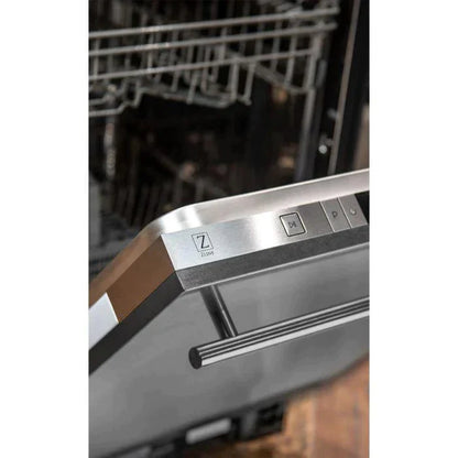 ZLINE 24" Compact Top Control Dishwasher - DuraSnow Steel Panel, Modern Handle