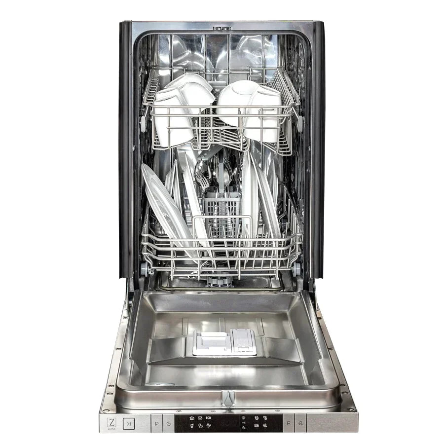 ZLINE 18" Compact Top Control Dishwasher - Fingerprint Resistant DuraSnow® Finished Stainless Steel Panel, Modern Handle