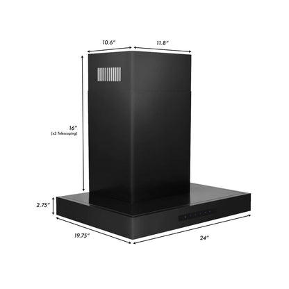 ZLINE Convertible Vent Wall Mount Range Hood - Black Stainless Steel