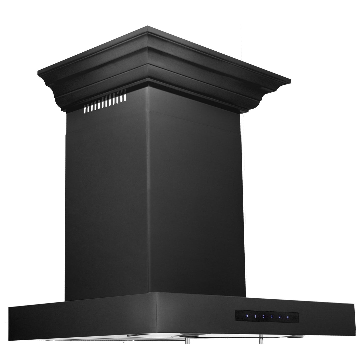 ZLINE Convertible Vent Wall Mount Range Hood - Black Stainless Steel with Crown Molding
