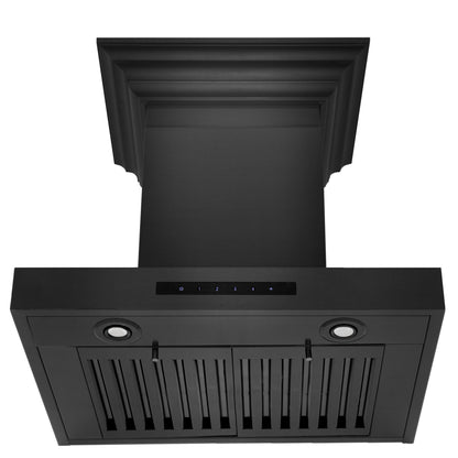 ZLINE Convertible Vent Wall Mount Range Hood - Black Stainless Steel with Crown Molding
