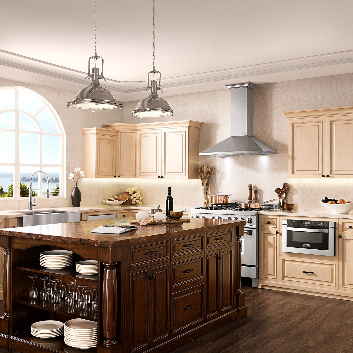 ZLINE Convertible Vent Wall Mount Range Hood - Stainless Steel with Crown Molding