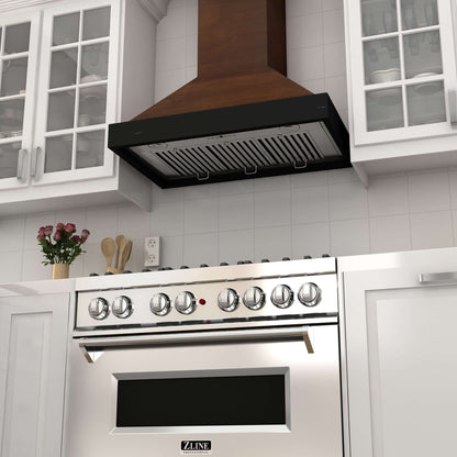 ZLINE Convertible Vent Wooden Wall Mount Range Hood - Antigua & Walnut Colors
