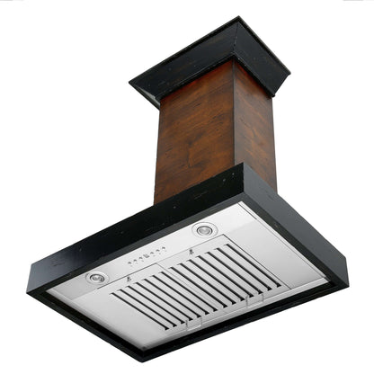 ZLINE Convertible Vent Wooden Wall Mount Range Hood - Antigua & Walnut Colors