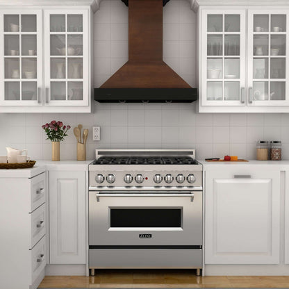 ZLINE Convertible Vent Wooden Wall Mount Range Hood - Antigua & Walnut Colors