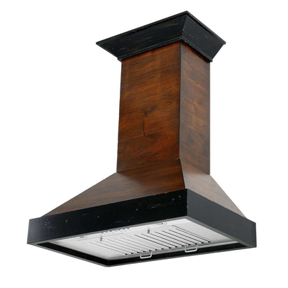 ZLINE Convertible Vent Wooden Wall Mount Range Hood - Antigua & Walnut Colors