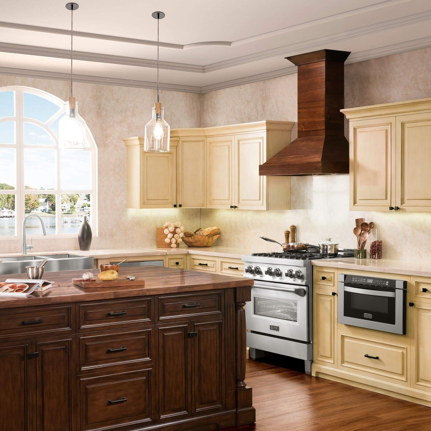 ZLINE Convertible Vent Wooden Wall Mount Range Hood - Walnut